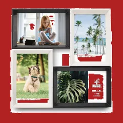 フォトフレーム 卓上 多面 壁掛け 多面 4枚 おしゃれ 木製 l判 複数枚 (白黒1点) 写真立て upFRAME