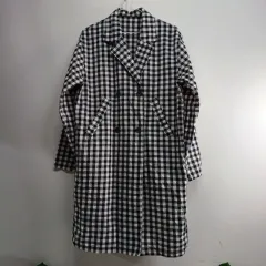 ブラック ホワイト CHECK ロング コート 100 サイズ 春 秋 59023