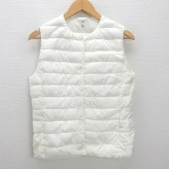 t■美品■ユニクロ/UNIQLO インナー ライトダウンベスト■白【レディースL】LADIES/49【中古】