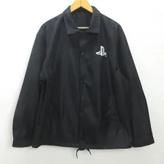 K■ジーユー/GU プレイステーション/PlayStation 311-323061 ロゴ刺繍 コーチジャケット【XL】黒/MENS■18【中古】