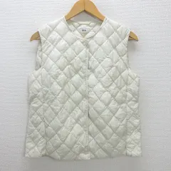 t■ユニクロ/UNIQLO WARM PADDED キルティングインナーダウンベスト■白【L】LADIES/52【中古】