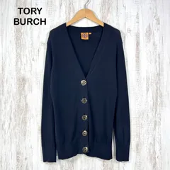 TORY BURCH トリーバーチ ロゴ金ボタン Vネック コットンニット ロングスリーブ ロングカーディガン ブラック レディース 長袖 トップスのサムネイル