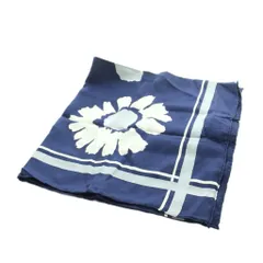 クリスチャンディオール Christian Dior 大判スカーフ ストール コスモス 花柄 ロゴ 総柄 紺 ネイビー ■GY47 /MQ ■OH