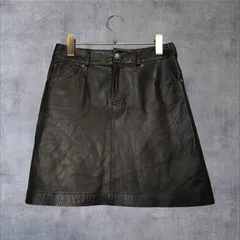 23区 本革 ラムレザー 台形 ミニスカート 羊革 ブラック 黒 00s Y2K ギャル 23ku Genuine Lamb Leather Mini Skirt Black Sサイズ相当のサムネイル