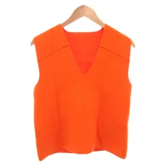 ザラ ZARA 美品 ベスト プルオーバー ニット Vネック S オレンジ /FF