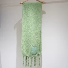 LOEWE アナグラムレザー モヘア フリンジ マフラー グリーン ロエベ