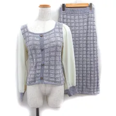 プロポーション ボディドレッシング PROPORTION BODY DRESSING セットアップ ニット チェック 長袖 ロング スリット S グレー 灰 /FT8