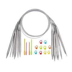 【送料無料】棒針編み針輪針60cm9本セット 9サイズ 棒針ミニ輪針ステンレス製編み棒手あみ針 手編み道具 手芸道具 編み物用