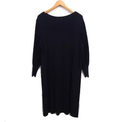 23区 オンワード樫山 ニット ワンピース ロング丈 ボートネック 長袖 ウール 無地 大きいサイズ 44 ネイビー 紺 ブラック 黒 /FT45