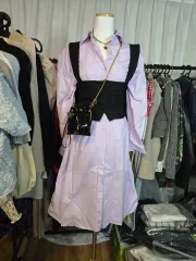 (新品) イエロー パープル ロング シャツ ONE PIECE