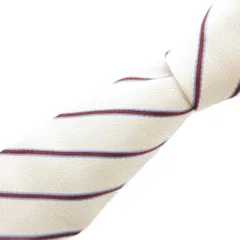 バーバリーブラックレーベル BURBERRY BLACK LABEL ネクタイ ストライプ 絹 シルク 白 ホワイト ボルドー /JS