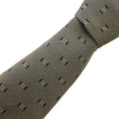 エルメス HERMES ネクタイ レギュラータイ 総柄 シルク グレー /AE ■GY47