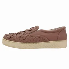ボッテガヴェネタ BOTTEGA VENETA イントレチャート リボン スリッポン スニーカー シューズ レザー 38.5 ピンク /FF IBO76のサムネイル