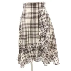 ジルスチュアート JILL STUART スプリングプレイドスカート フレア チェック ロング S 白 グレー /FF ■MET1