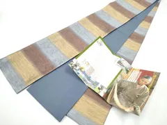 平和屋着物●本場筑前博多織　草木染　手織工房　染匠：小森久　半幅帯　霞文　冊子・証紙付き　正絹　逸品　CABE0375hyのサムネイル
