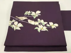 平和屋着物●塩瀬　九寸名古屋帯　花鳥文　鈴乃屋扱い　正絹　逸品　CABE3634dyのサムネイル