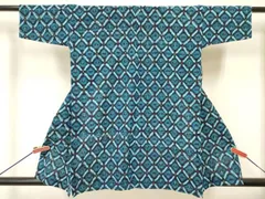 平和屋着物[]久留米絣　単衣　女の子　子供　３歳　絣文様　綿　逸品　DABC5239ma