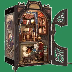ブックヌック キット-ドールハウス キット-ミニチュア -DIY ハウス キット-BookNook- 適用対象 初心者 ティーンエイジャー 大人向け CuteBee DIYキット 誕生日プレゼント 装飾 コレクション アートワーク LEDライト付き（猫伯爵の書