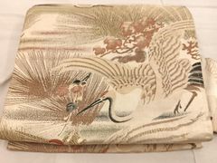 予約中jpo様おしゃれな！！高級手刺繍に板〆絞り紬地袋帯 - メルカリ