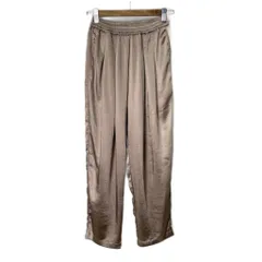 リシェグラマー Riche glamour サテン タックパンツ イージーパンツ ストレート 光沢感 M ブラウン系