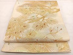 A◇着物くつろぎ 夏物 草花模様 金糸 萩 六通 正絹 薄物 絽 紗 袋帯