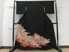 平和屋着物■豪華黒留袖　駒刺繍　宝花文　鶴　松竹梅　金彩　正絹　逸品　CABE9631xi