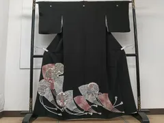 平和屋着物■豪華黒留袖　駒刺繍　正倉院風景松文　銀彩　正絹　逸品　CABE9632xi