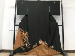 平和屋着物■豪華黒留袖　駒刺繍　鳳凰花文　金彩　正絹　逸品　CABE9668xi