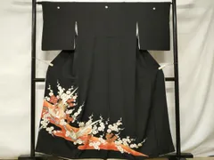 平和屋着物■豪華黒留袖　歯周尾長鳥枝梅文　暈し染め　金彩　正絹　逸品　CABE7991ev