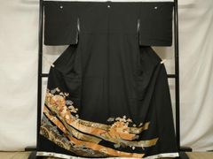 165cm LLサイズ 純金螺鈿 峰琇 正絹黒留袖 宮中風景 b314 - メルカリ