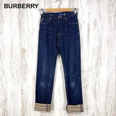 90s Burberrys BURBERRY BLUE LABEL バーバリーブルーレーベル ノバチェック ロールアップ ストレートデニムパンツ ブルー レディース ボトムス
