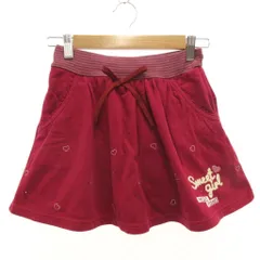 メゾピアノ mezzo piano キュロット フレアスカート イージー ボーダー 女の子 140 赤 レッド /GV ■GY14