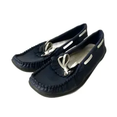 CIRCLE レザーローファー モカシン シューズ タッセル 24.0 ネイビー ホワイト