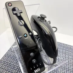 【フルメンテナンス】Wii WiiU リモコン ヌンチャク ブラック 黒色 セット bb