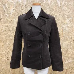 【中古】[印象B] TRANS WORK トランスワーク レディース 9 ダークブラウン こげ茶 綿100% ジャケット 裏地付き リブストライプ 無地 ノーベント 長袖のサムネイル