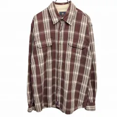 【中古】[印象AB] Wrangler ラングラー シャツ メンズ M ブラウン 茶×緑×青×オフホワイト 綿100% チェック 両胸フラップポケット 長袖 レギュラーカラーのサムネイル