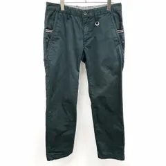 【中古】[印象B] THE SHOP TK MIXPICE ザ・ショップ ティーケー ミクスパイス チノパンツ メンズ L 杢グリーン ポリ×綿 ジップフライ 少しテーパード Dリング付き 裾にストライプ柄裏地 シンチバック