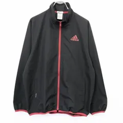 古着 アディダス adidas 薄手 ハイネック ジップアップ ジャケット ブルゾン ワンポイント ロゴ プリント 長袖 160 黒 キッズ ジュニア