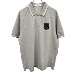 古着 レイクランド Lakeland ポロシャツ 鹿の子 ラグランスリーブ 半袖 裾スリットロゴ刺繍 ポケット無し ポリ×綿 40 ヘザーグレー メンズ