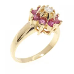 K18YG フラワー ルビー リング 0.48CT