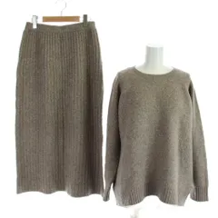 アーバンリサーチ サニーレーベル URBAN RESEARCH Sonny Label セットアップ ニット スカート F ベージュ リブ編み クルーネック 長袖 /AP