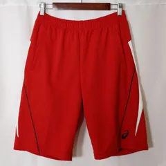(^w^)b 【美品】アシックス トレーニング ハーフパンツ XAT244 レッド Lサイズ OM11883WT