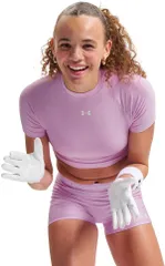アンダーアーマー レディース トップス シャツ Under Armour Womens HeatGear Crop Mock Pink DawnWhite ホワイトのサムネイル