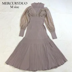 MERCURYDUO 異素材ドッキングフレア ロングスリーブニットワンピース　Mサイズ　ピンクベージュ