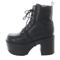 ヨースケ YOSUKE 紐巻きハイヒール 厚底レースアップブーツ レザー 26cm 黒