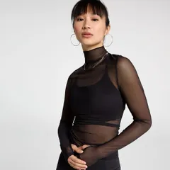 キャリー レディース トップス Tシャツ ドレープ CALIA Womens Draped Funnelong Sleeve Tee Pure Black ブラックのサムネイル