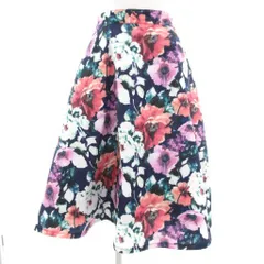 アンド クチュール And Couture タグ付き シアーフレアスカート ロング ミモレ 38 紺 ネイビー 花柄 /GV ■GY43