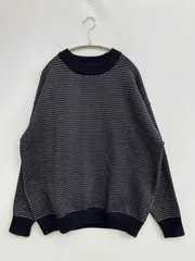 THE SHOP TK ザショップティーケー ニット/セーター L ネイビー ニット その他総柄 ミドル丈 長袖 クルーネック(丸首)
