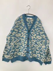 INHERIT インヘリット カーディガン/ボレロ L スカイブルー レオパード柄 ミドル丈 長袖