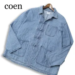 coen コーエン 通年★ ウォッシュ加工 デニム ビッグシルエット チャイナ ジャケット カバーオール Sz.L メンズのサムネイル